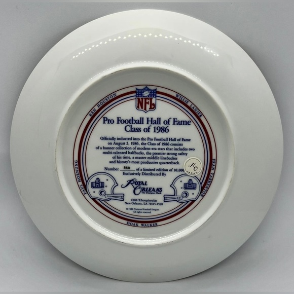 Pro Football Hall Of Fame-Class Of 1986-Collector’s Plate-Serial #868 with COA - Picture 3 of 9